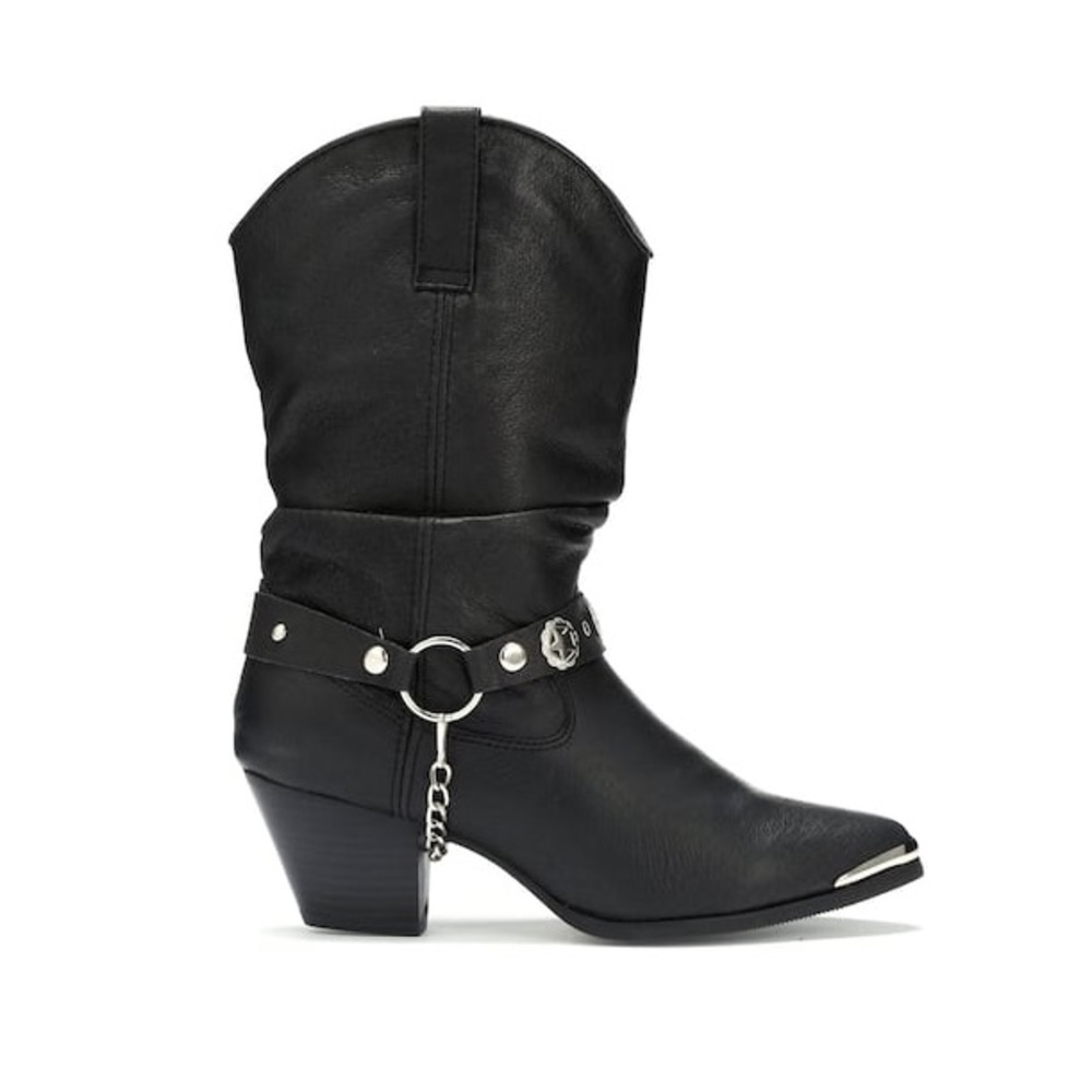 Dingo Leather Black Western Cowgirl Slouch Boots Size 5.5
